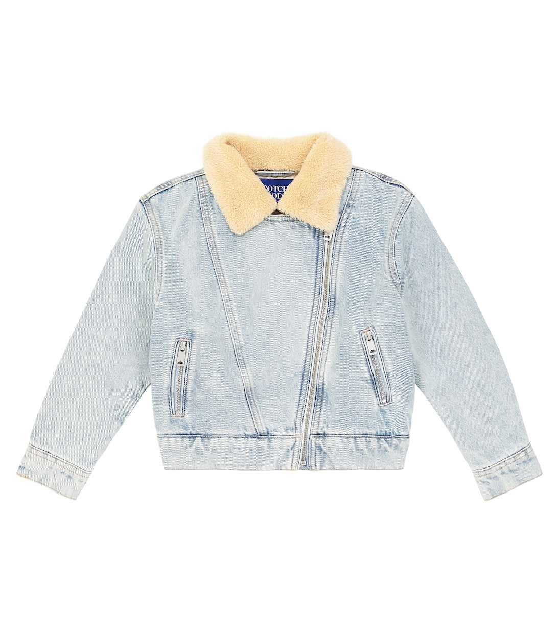 Teddy-trimmed denim biker jacket | Scotch & Soda Kids