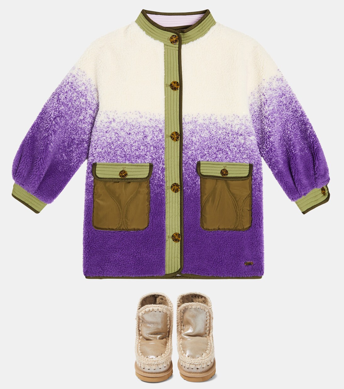Botas de piel metalizada con borrego | Mou Kids