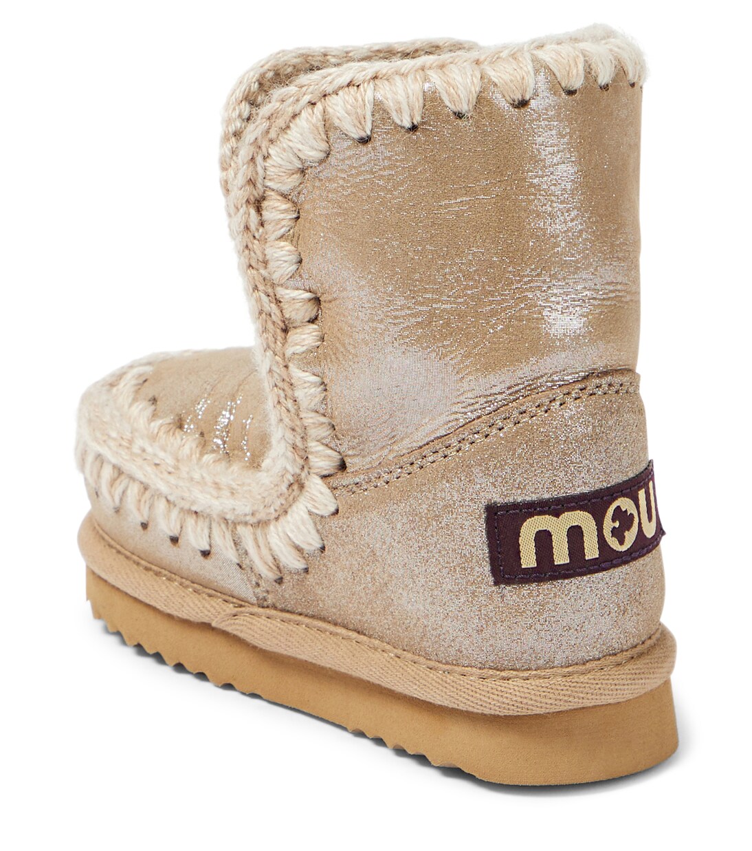 Botas de piel metalizada con borrego | Mou Kids