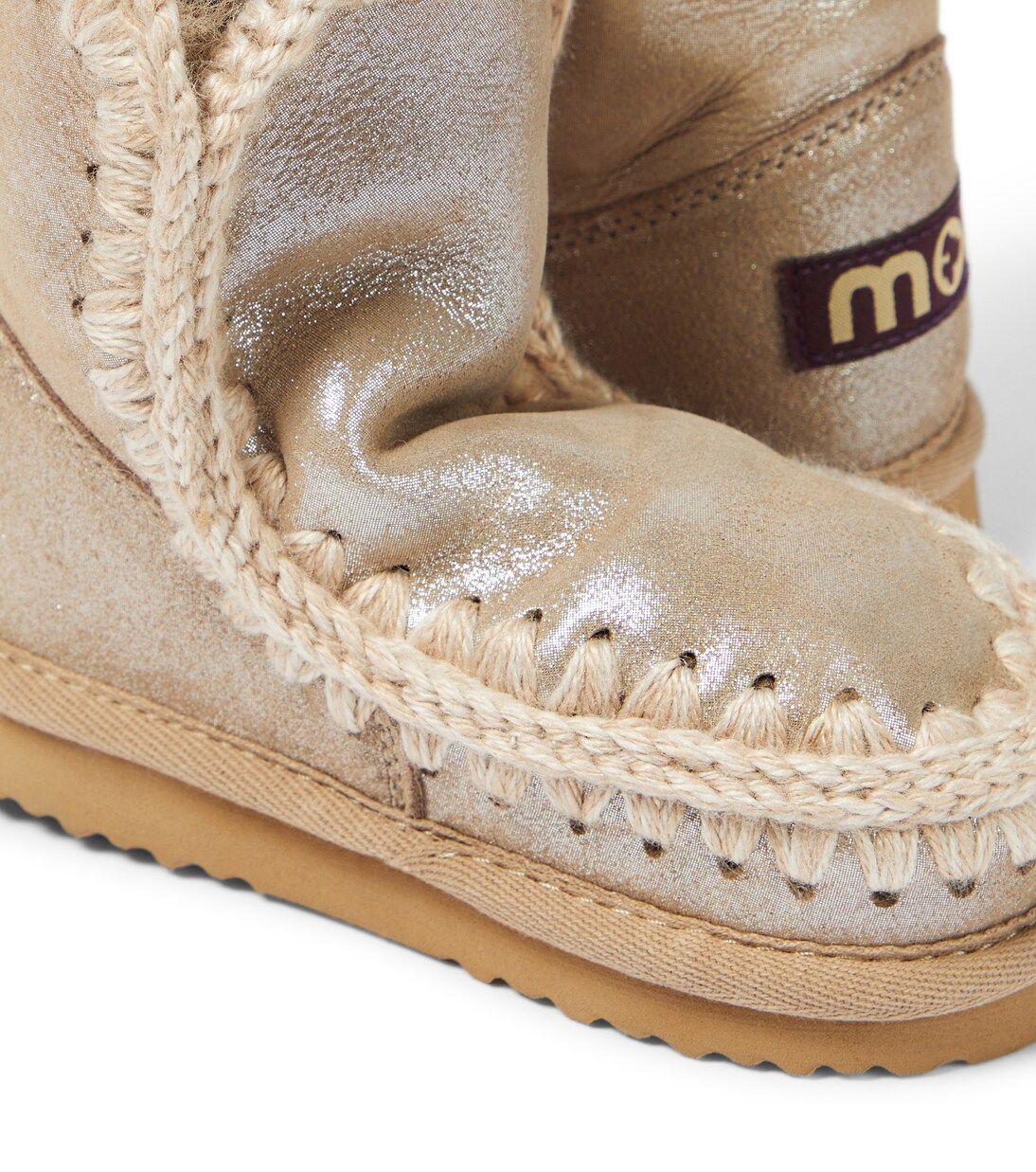 Botas de piel metalizada con borrego | Mou Kids