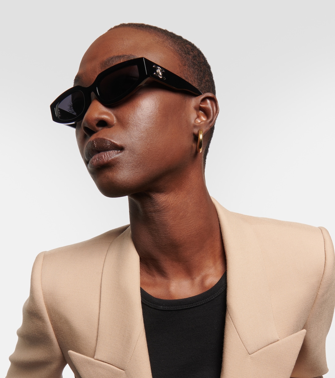 Triomphe rectangular sunglasses in black Celine Eyewear Mytheresa