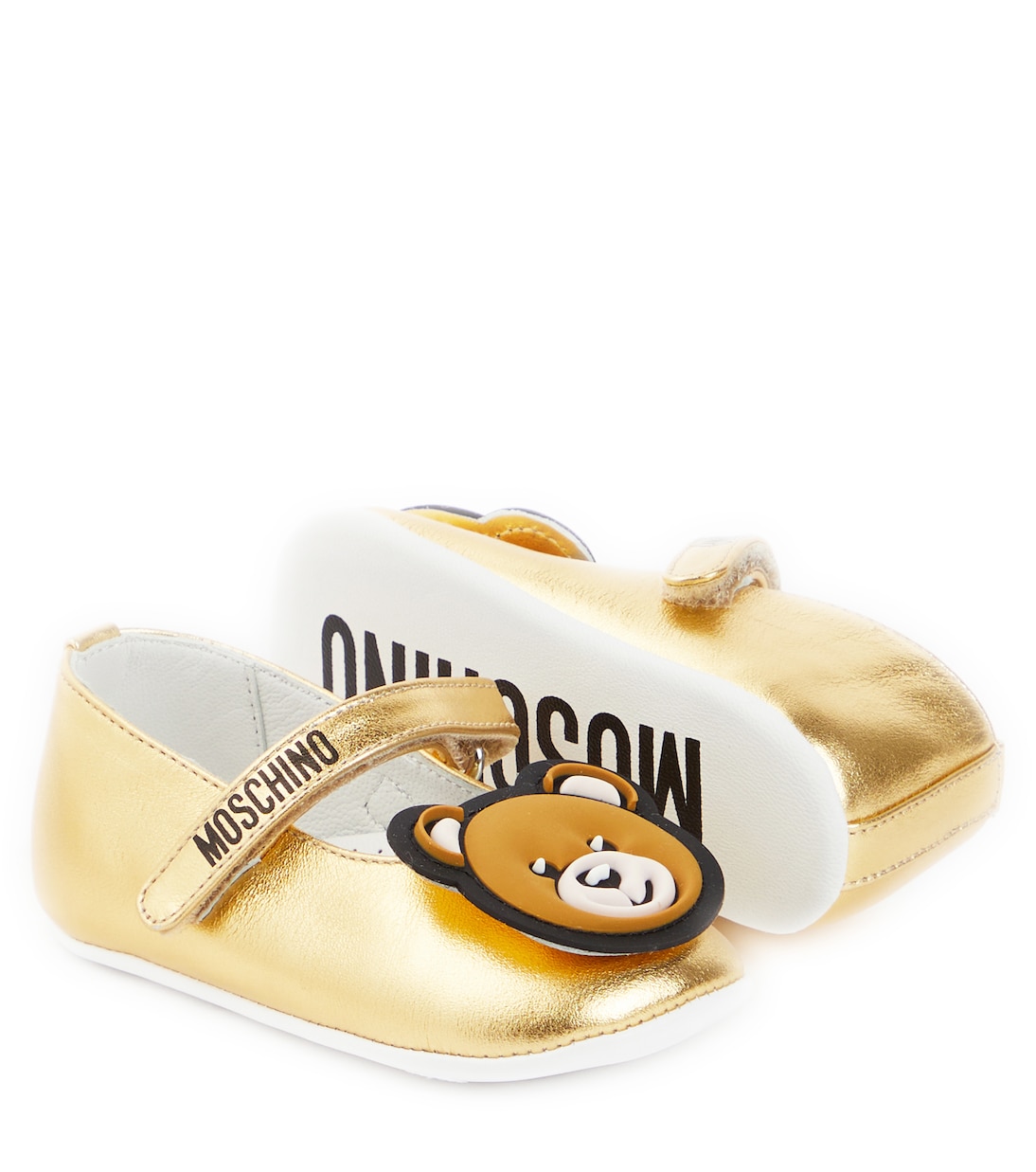Baby Ballerinas aus Metallic-Leder | Moschino Kids