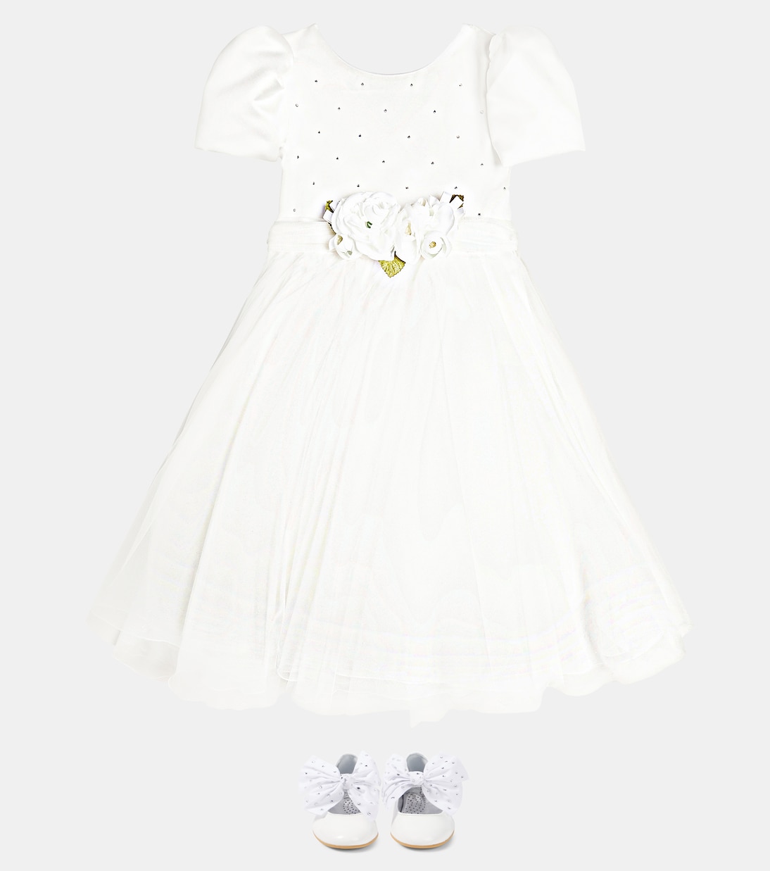 Abito in tulle con applicazione floreale | Monnalisa