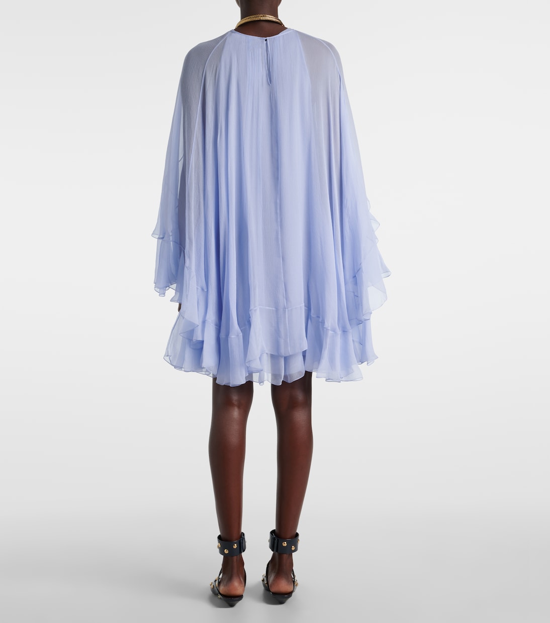 Abito corto in seta con balze | Chloé