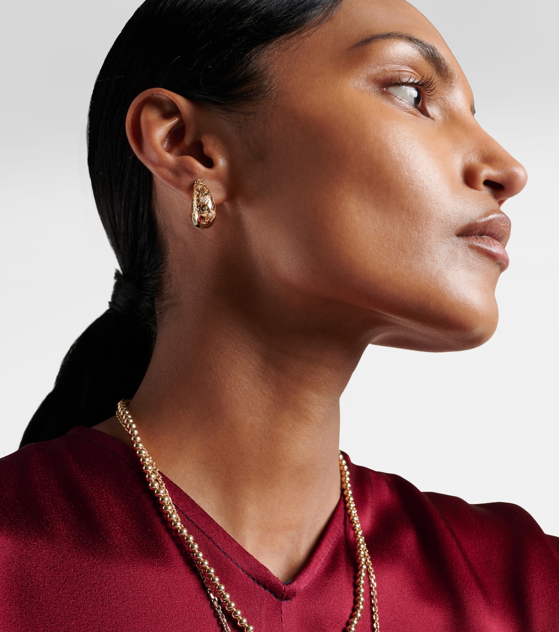Boucles d'oreilles Icon Wallpaper Domed en or 14 ct et diamants | Sydney Evan