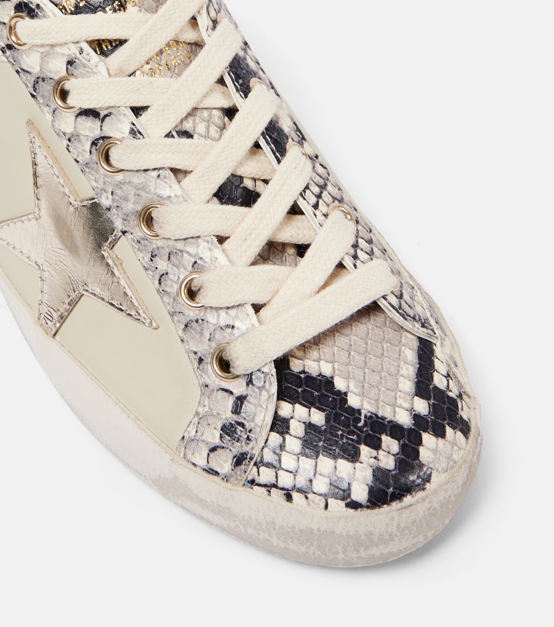 Scarpe da ginnastica in pelle con stampa serpente Super-Star di Golden Goose per giovani trendy