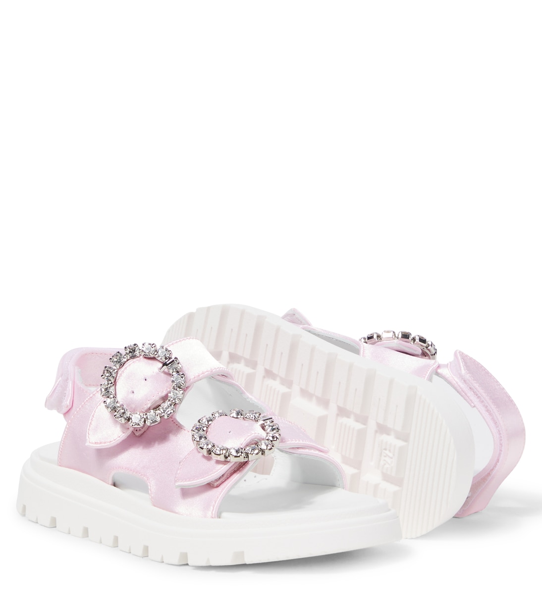 Sandalen aus Satin mit Kristallen | Monnalisa