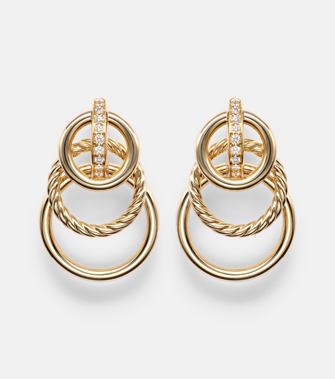 DY Mercer® Triple 18kt gold earrings with diamonds | David Yurman