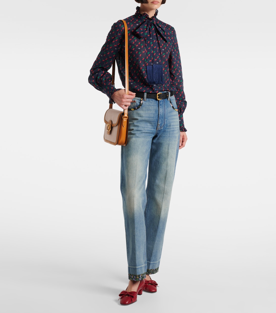 Camisa Cherryfic de muselina de algodón con lazada | Valentino