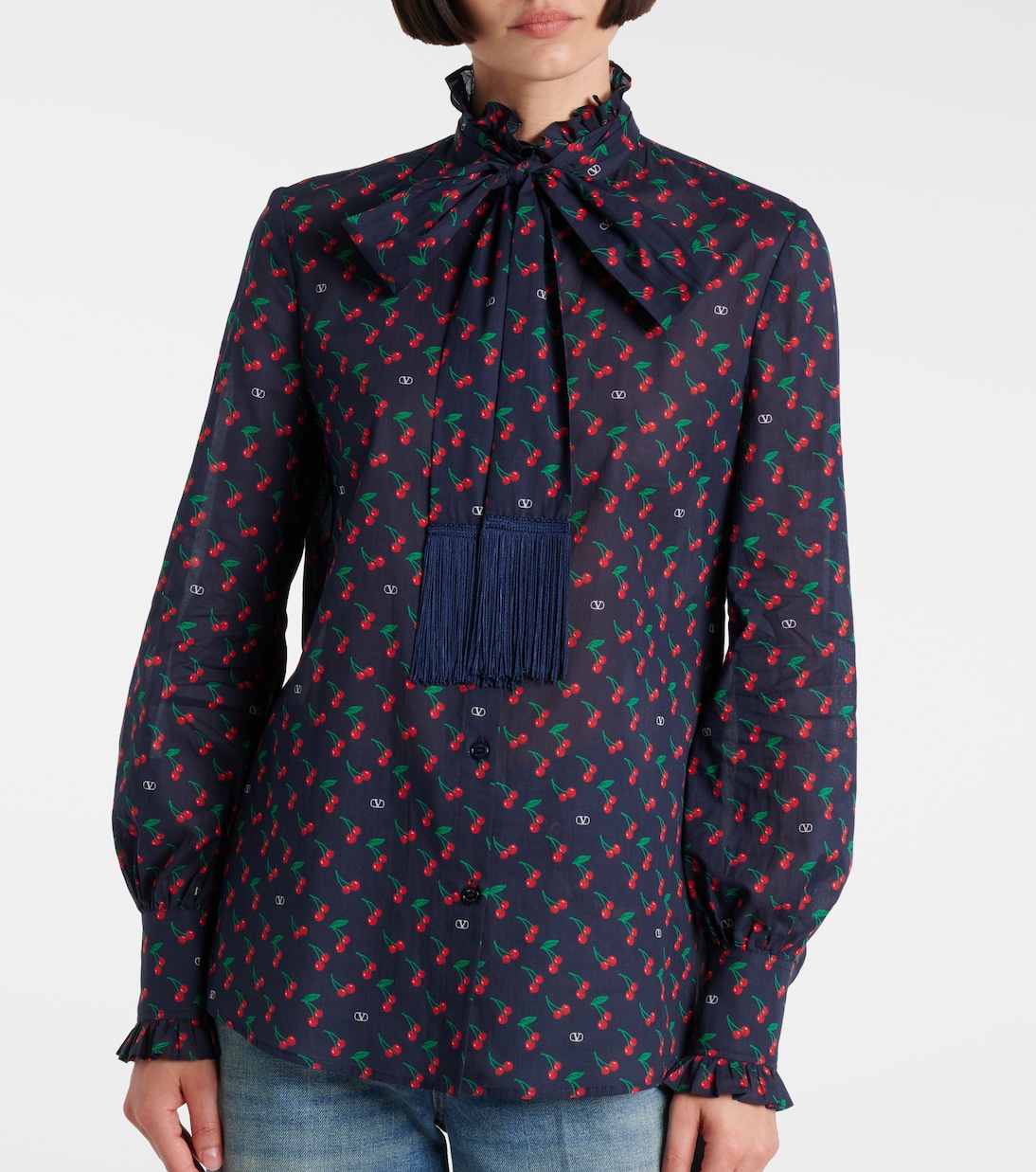 Camisa Cherryfic de muselina de algodón con lazada | Valentino