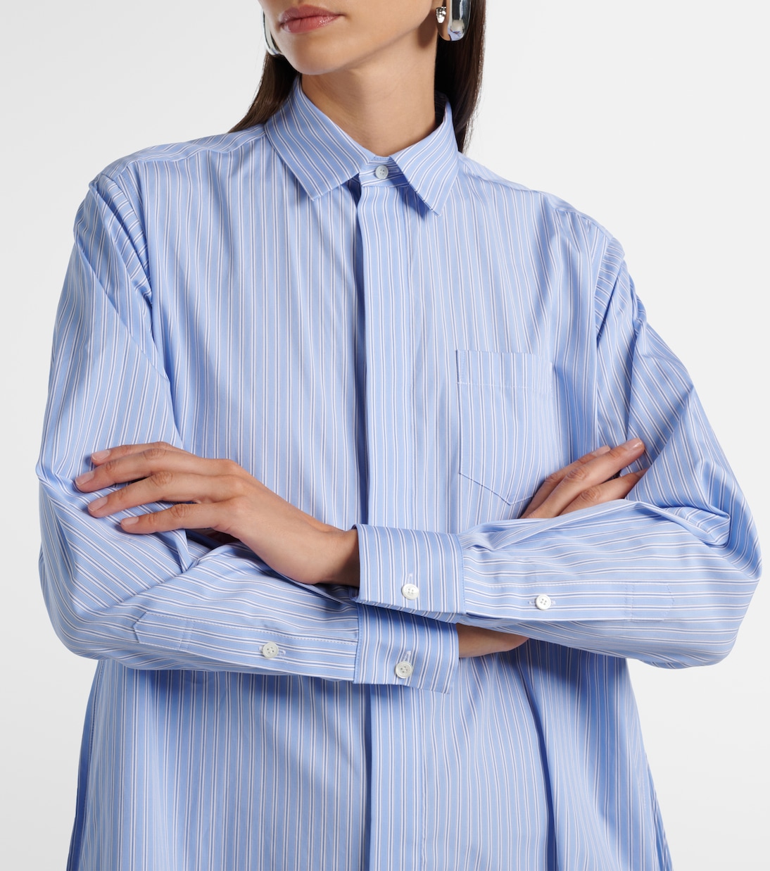 Robe chemise rayée en coton | Sacai