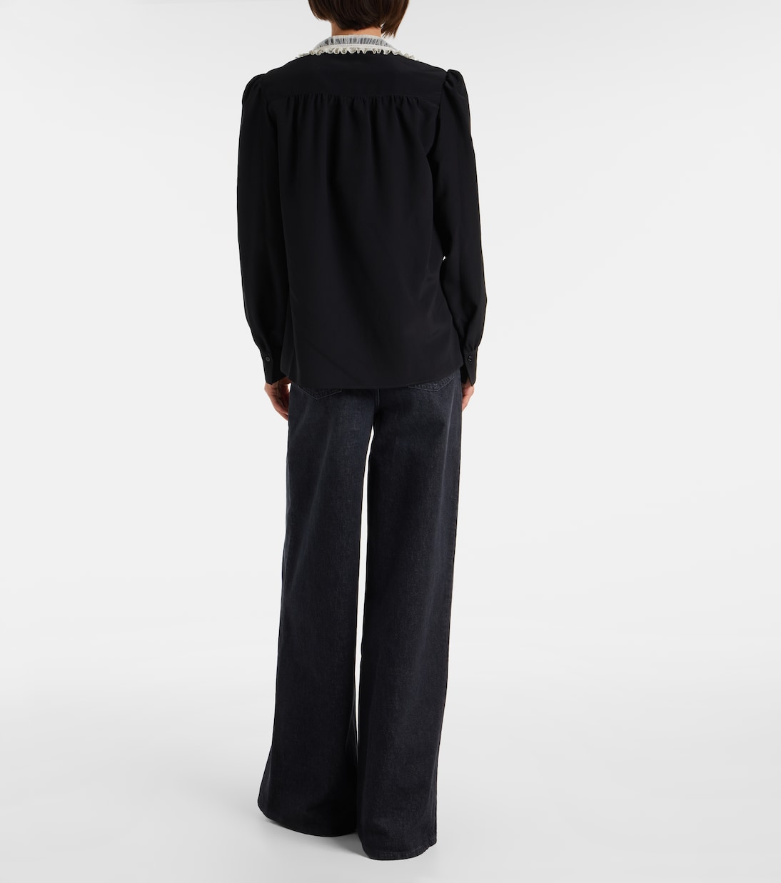 Lace-trimmed silk crêpe de chine blouse | Chloé