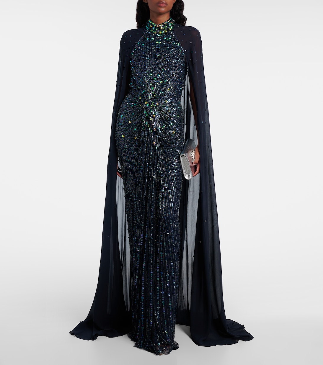 Thea caped sequined gown | Jenny Packham