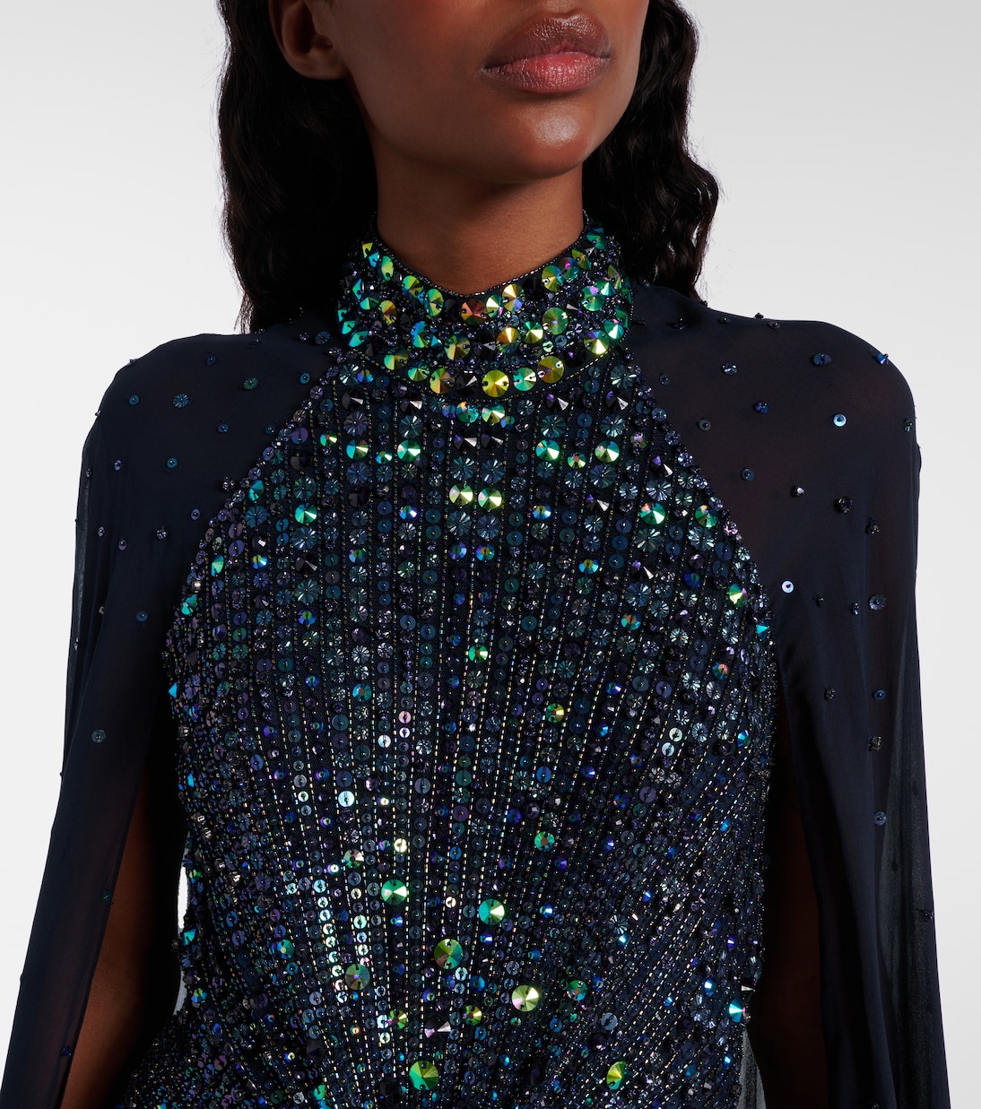 Thea caped sequined gown | Jenny Packham