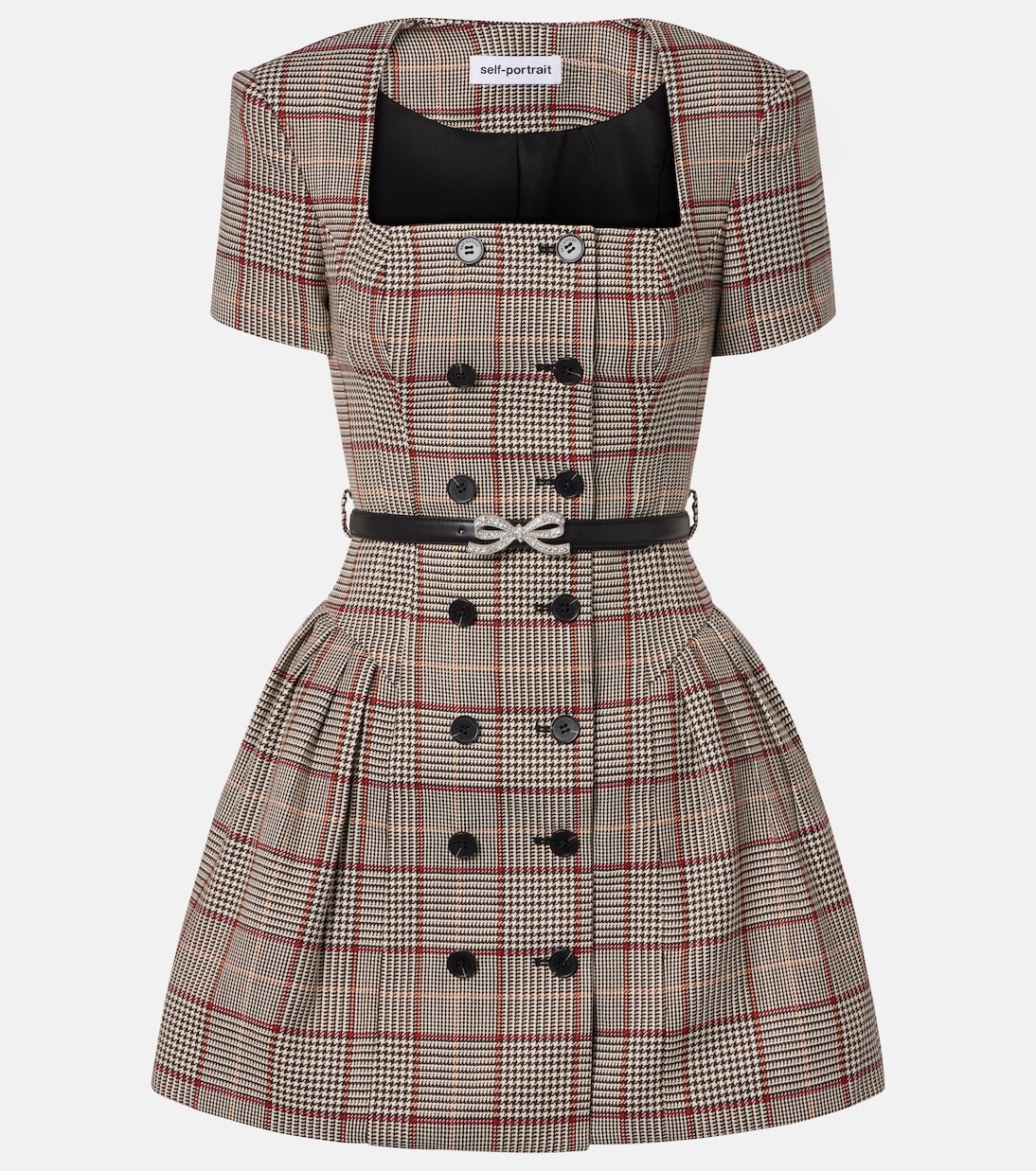 Houndstooth wool-blend twill minidress | Self-Portrait