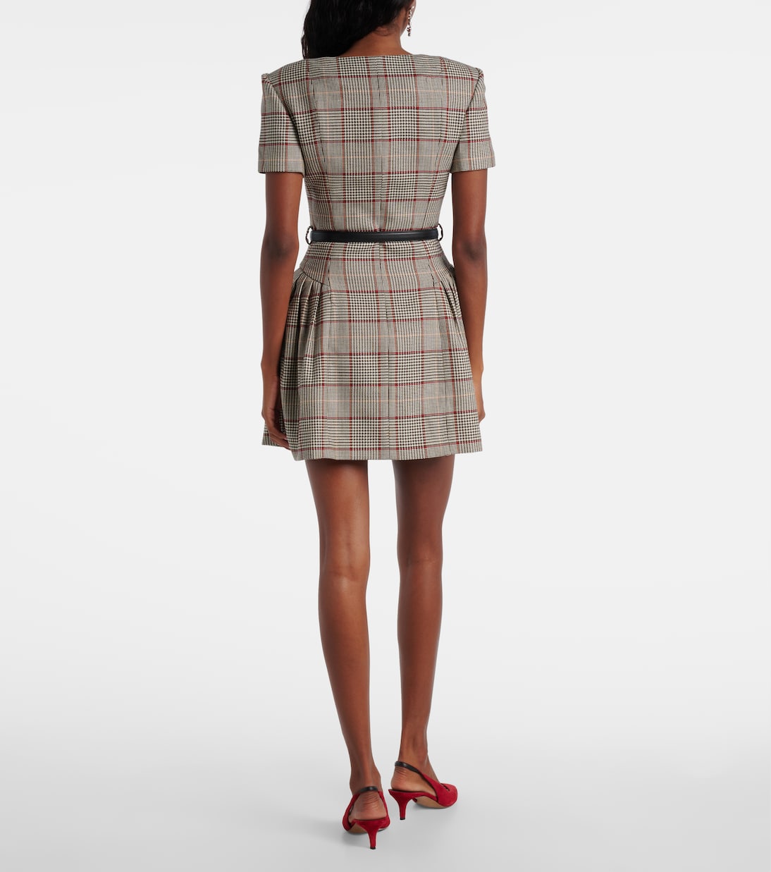 Houndstooth wool-blend twill minidress | Self-Portrait