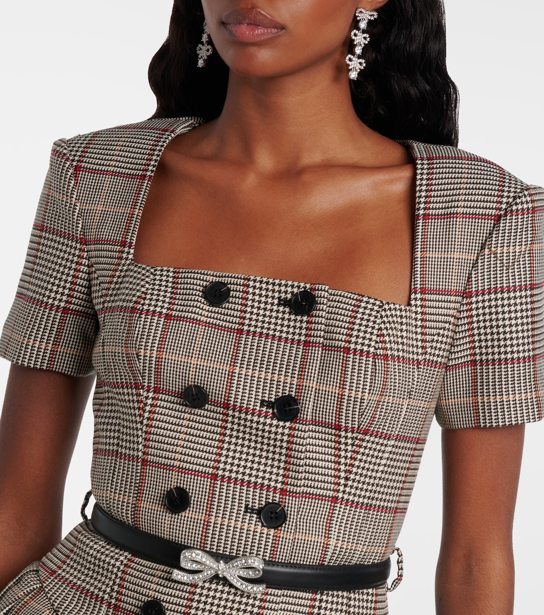 Houndstooth wool-blend twill minidress | Self-Portrait
