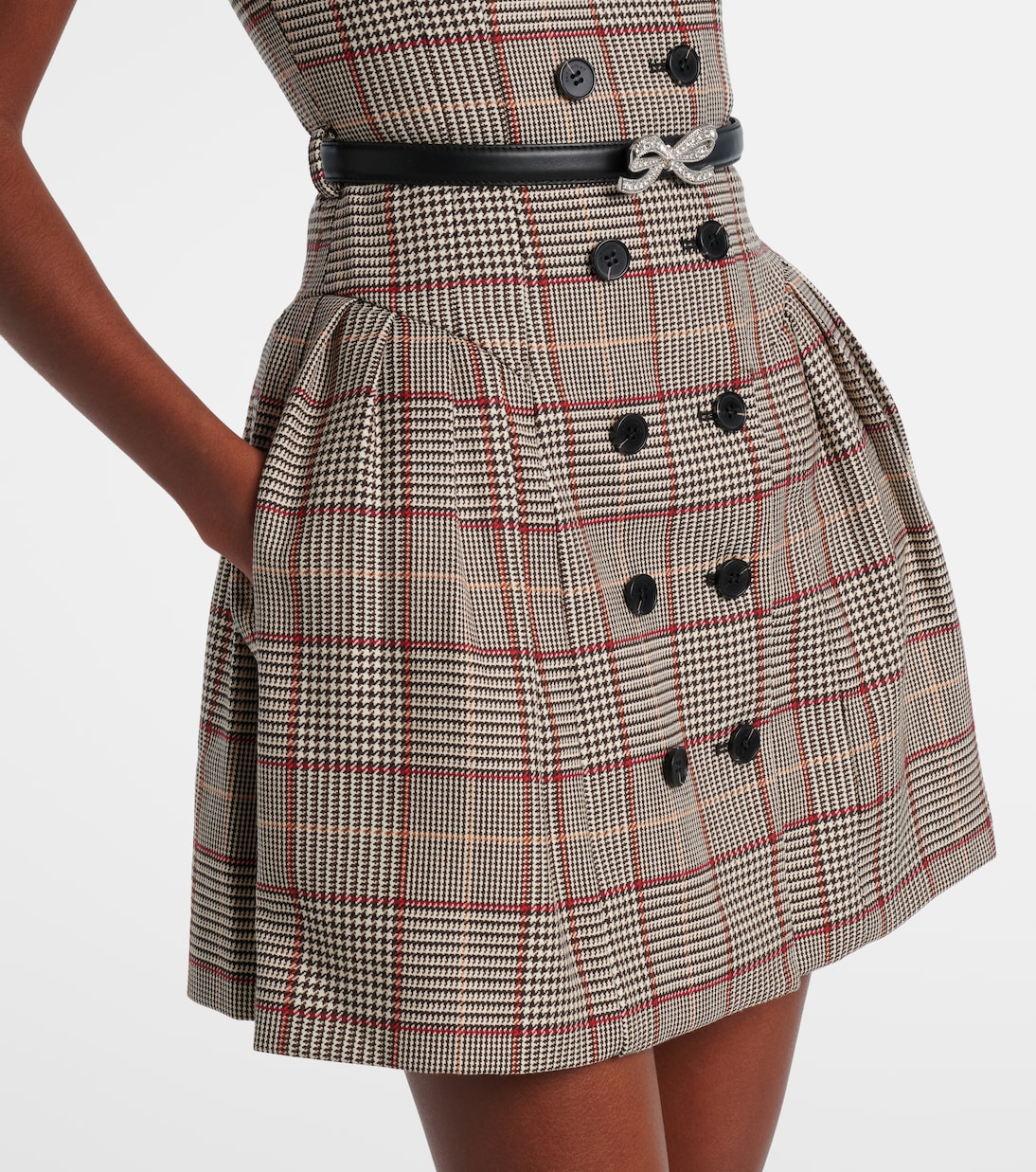 Houndstooth wool-blend twill minidress | Self-Portrait