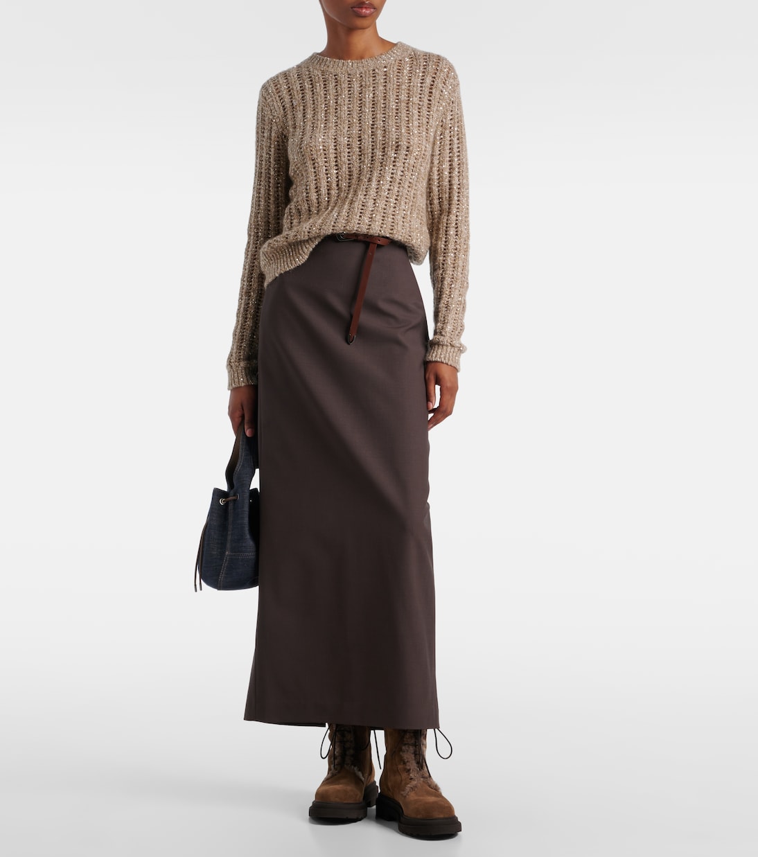 Bottines Monili en daim et shearling | Brunello Cucinelli