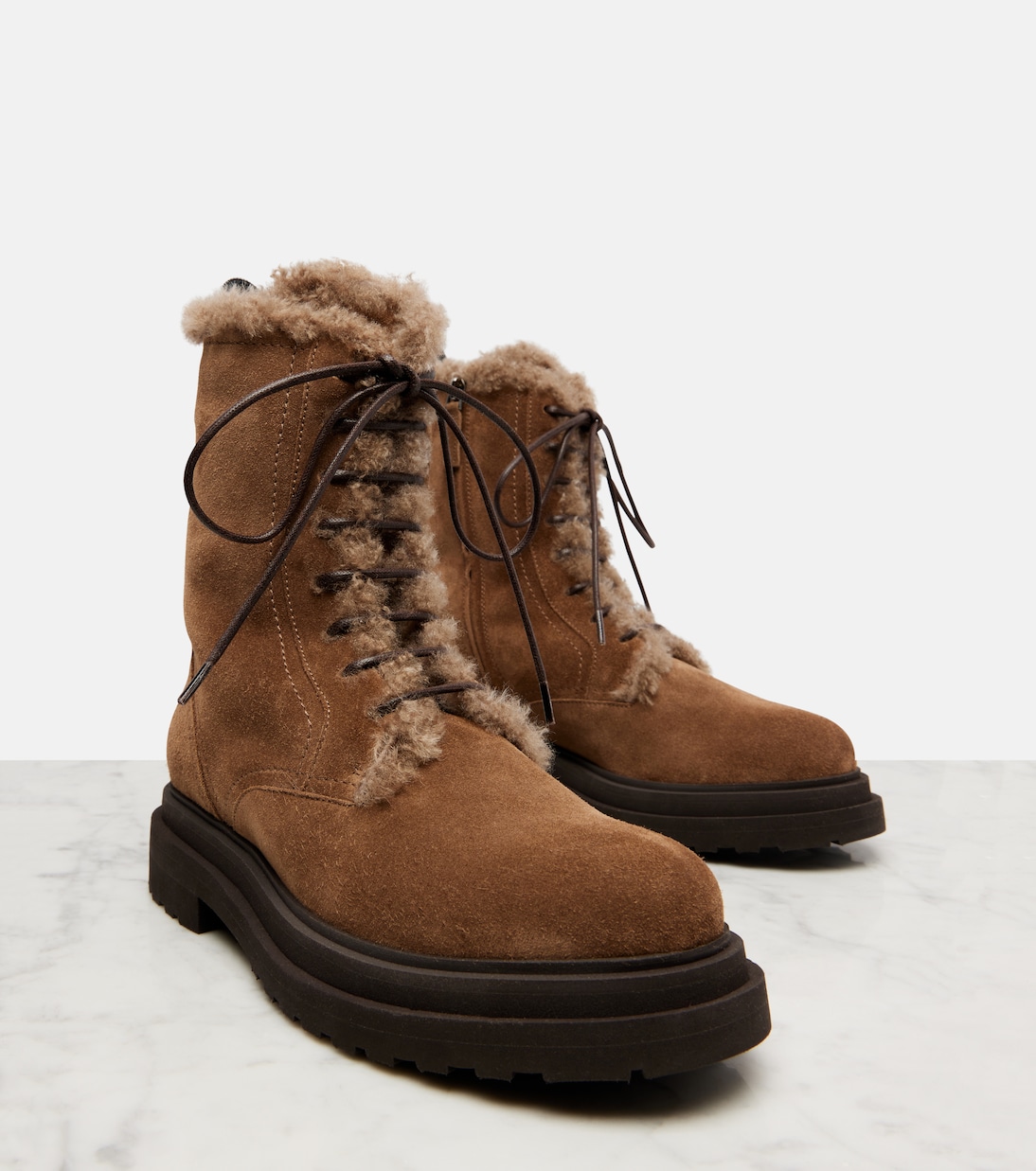 Bottines Monili en daim et shearling | Brunello Cucinelli