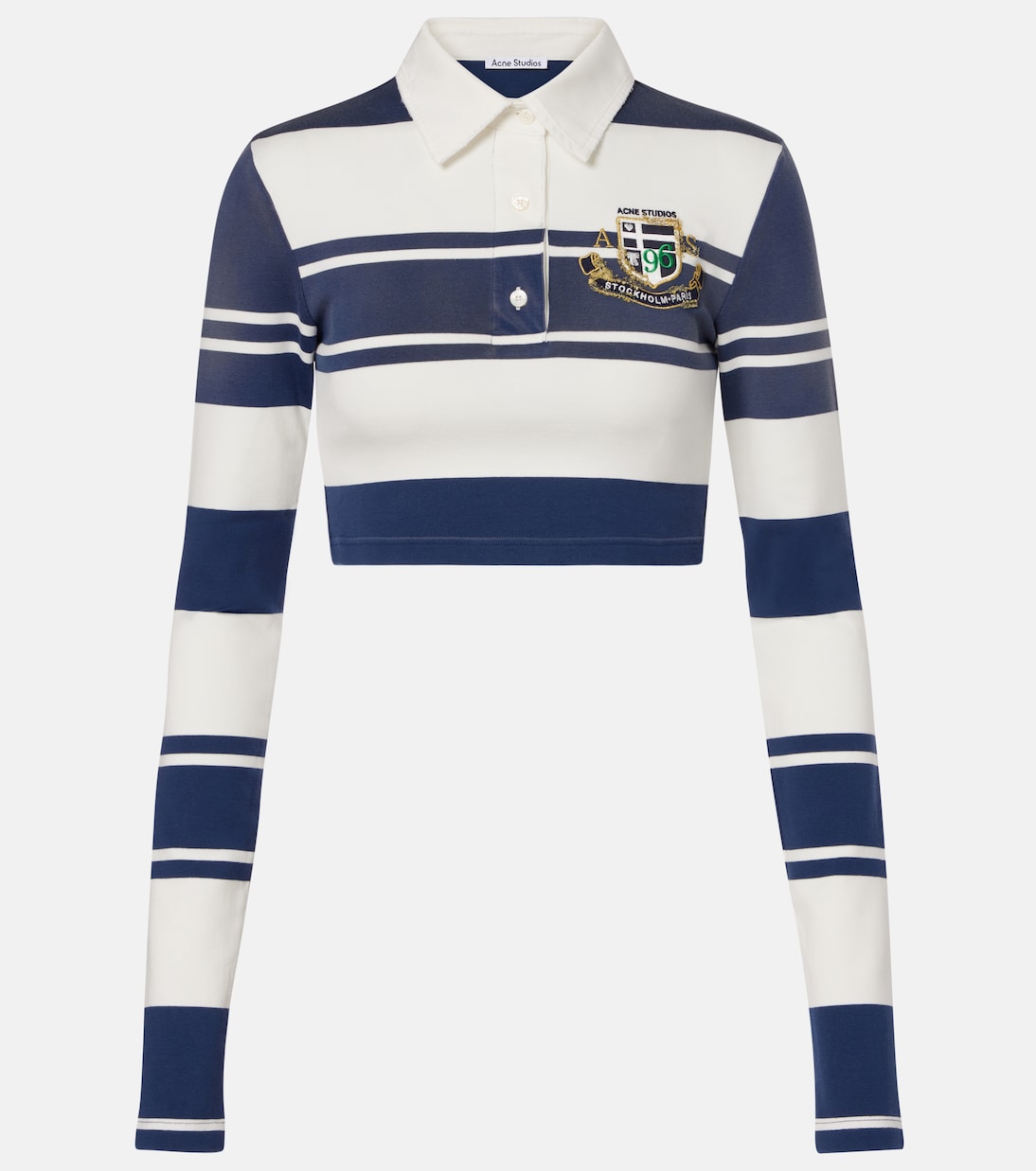 Polo cropped de algodón a rayas | Acne Studios