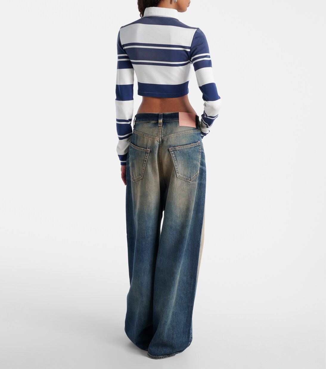 Polo cropped de algodón a rayas | Acne Studios