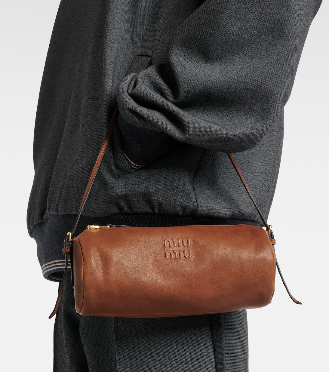 Logo leather shoulder bag  | Miu Miu