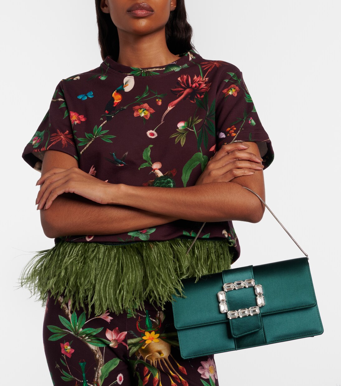 Clutch Maycap aus Satin mit Kristallen | Manolo Blahnik