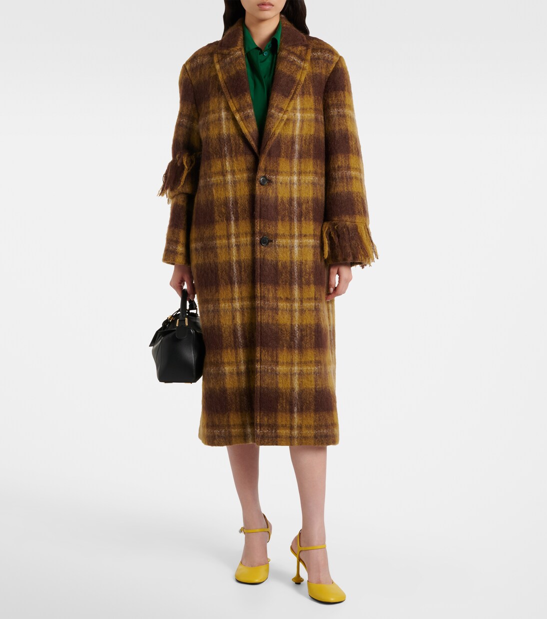 Fringed mohair and wool coat | Loewe