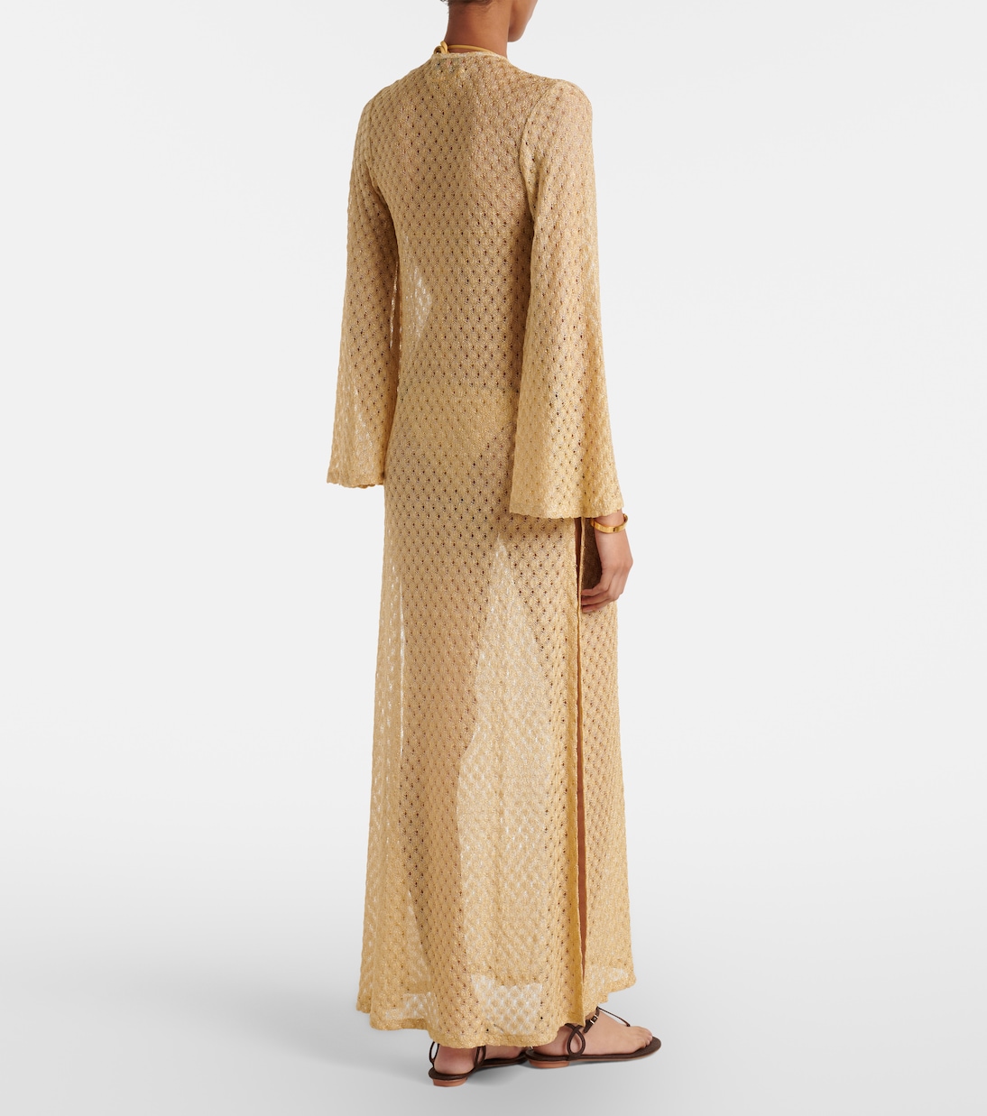 Open-knit tie-neck lamé kaftan  | Missoni
