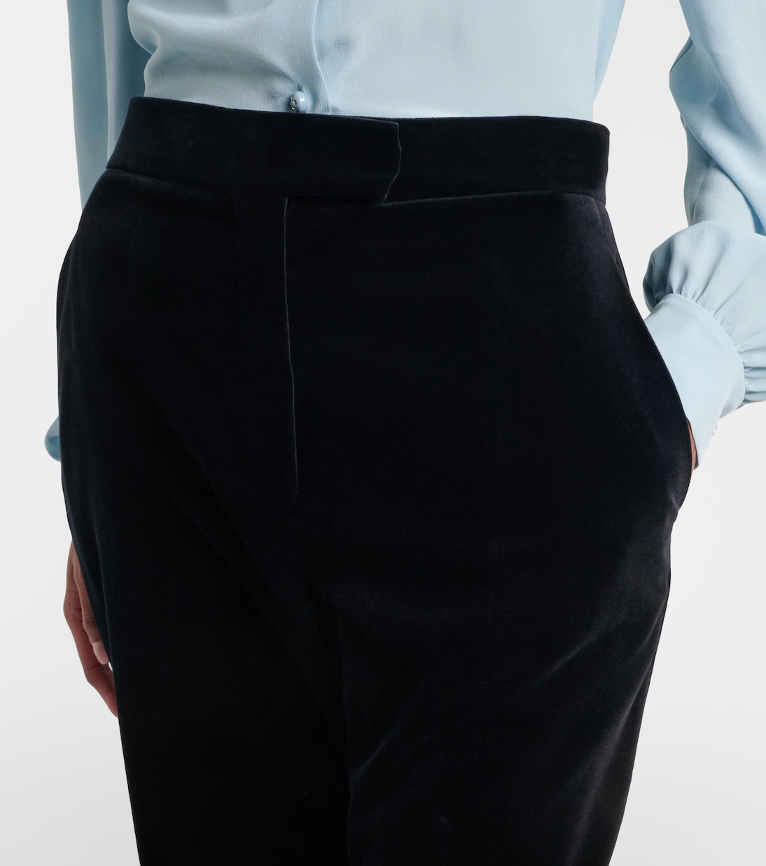 棉质天鹅绒阔腿裤 | Valentino