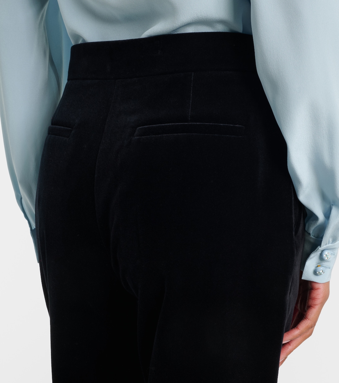 棉质天鹅绒阔腿裤 | Valentino