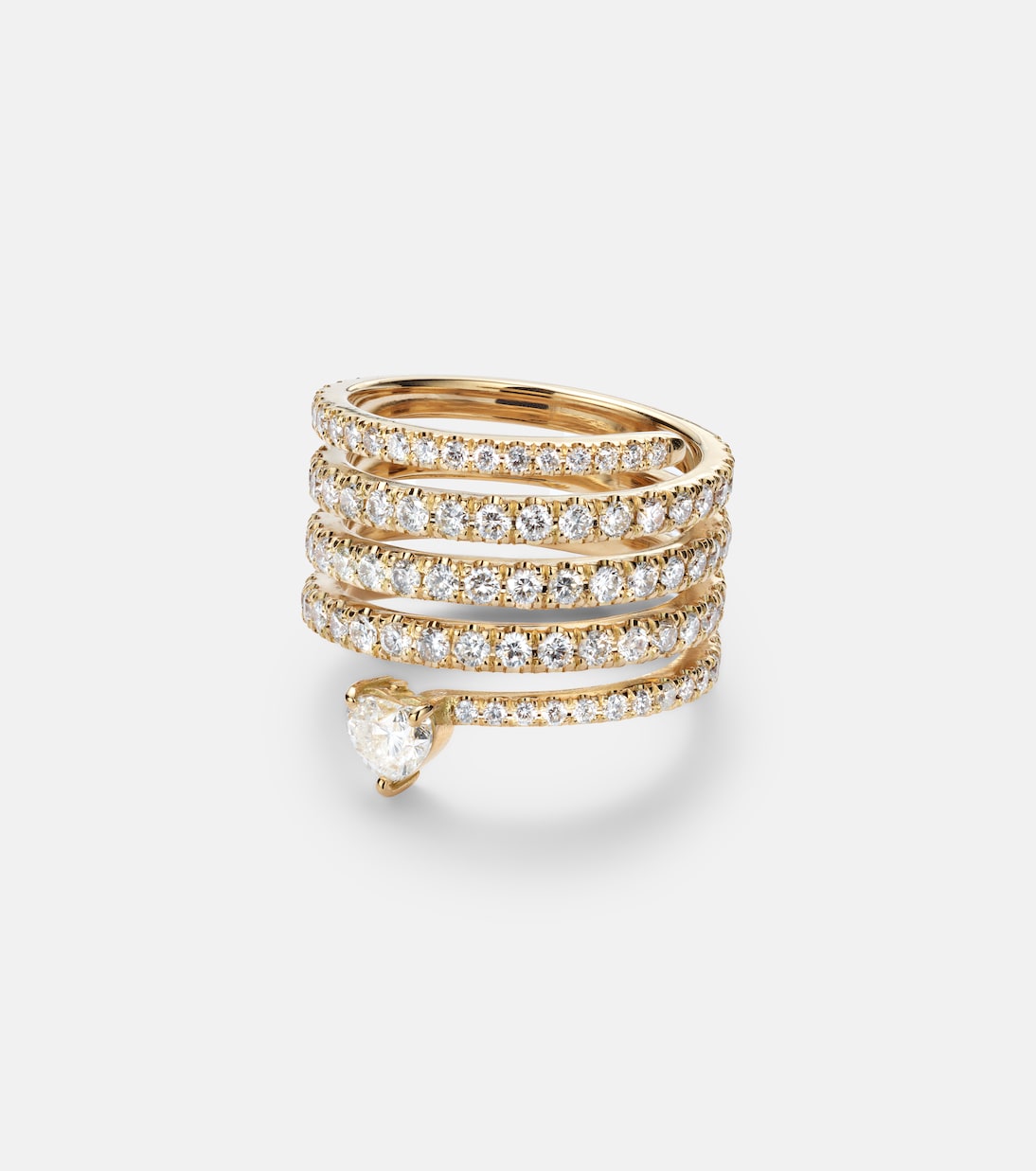 Spiral Heart 18kt gold pinky ring with diamonds | Shay Jewelry