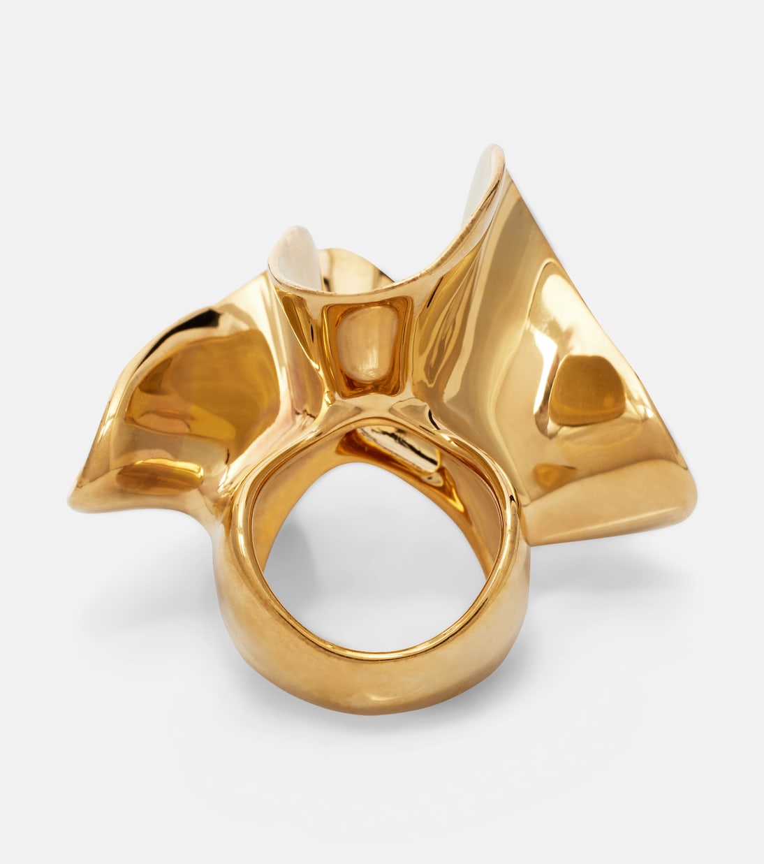 Anillo Anemone de plata de ley bañada en oro | Bottega Veneta