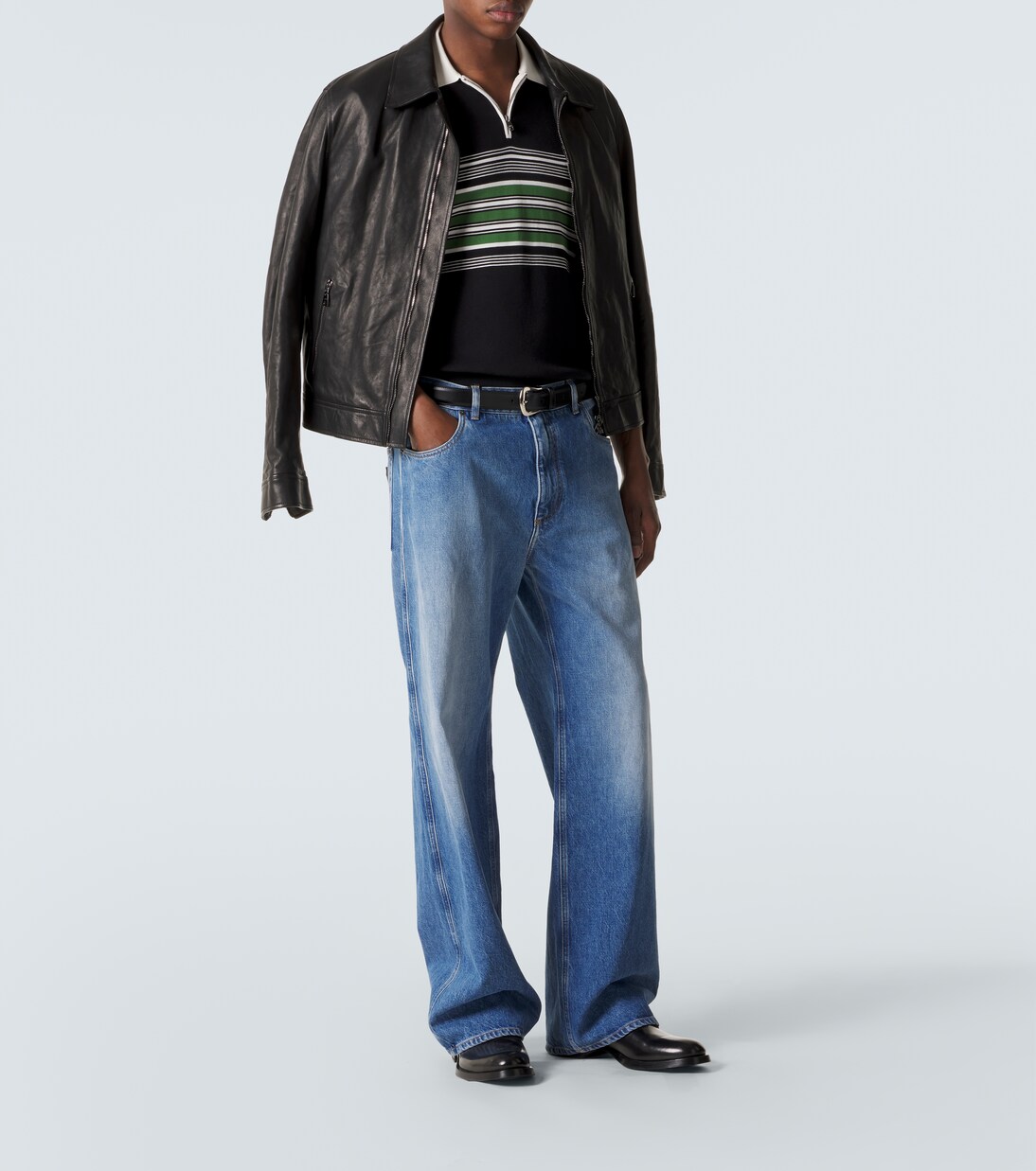 Embroidered striped silk and cotton polo shirt | Dolce&Gabbana