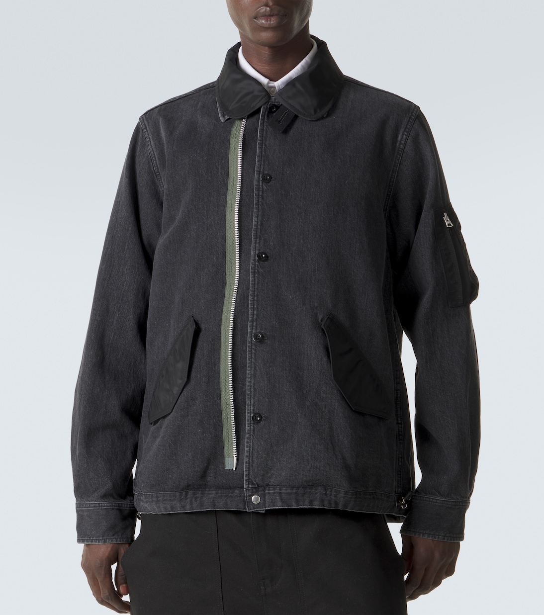 Twill-trimmed denim blouson jacket | Sacai