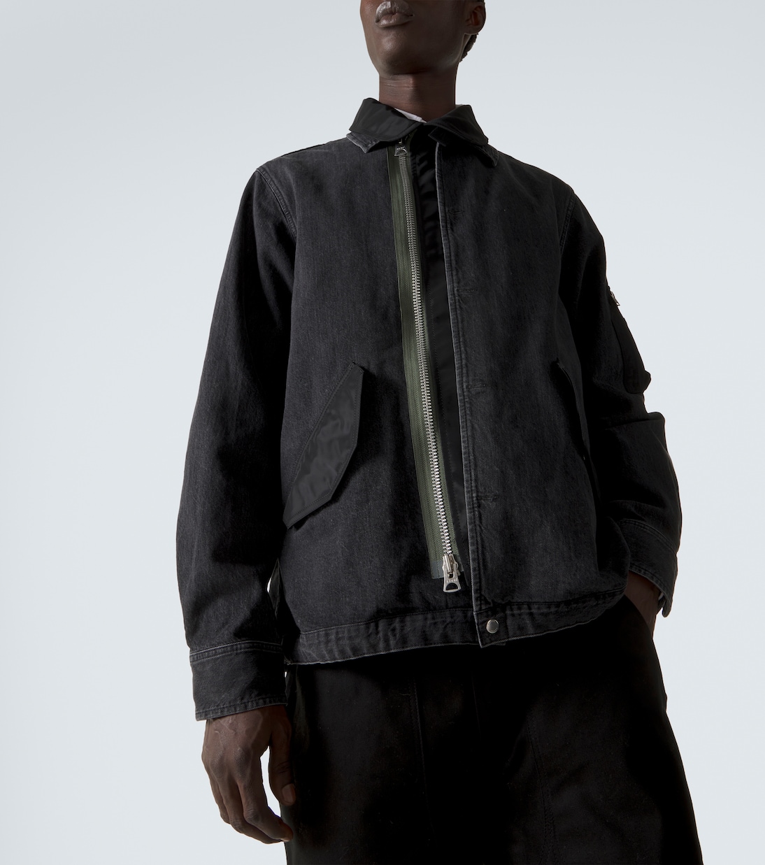 Twill-trimmed denim blouson jacket | Sacai