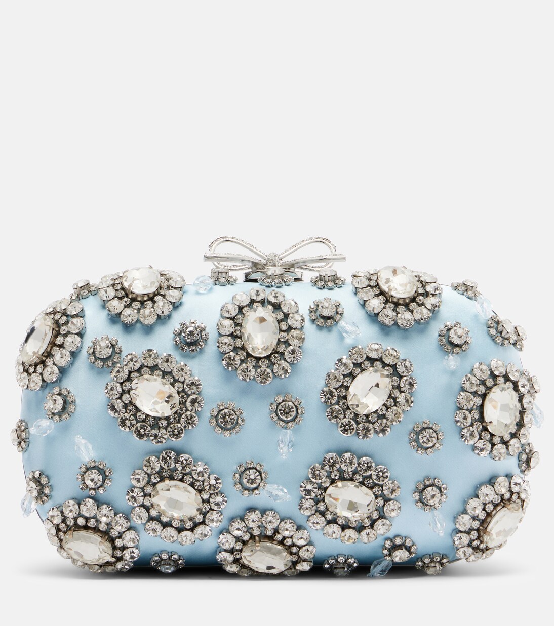 Crystal-embellished satin clutch | Self-Portrait