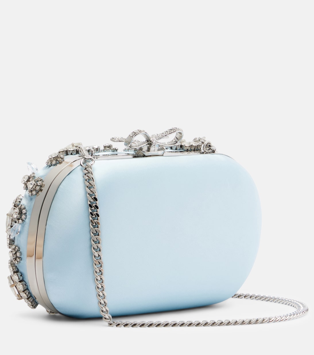 Crystal-embellished satin clutch | Self-Portrait