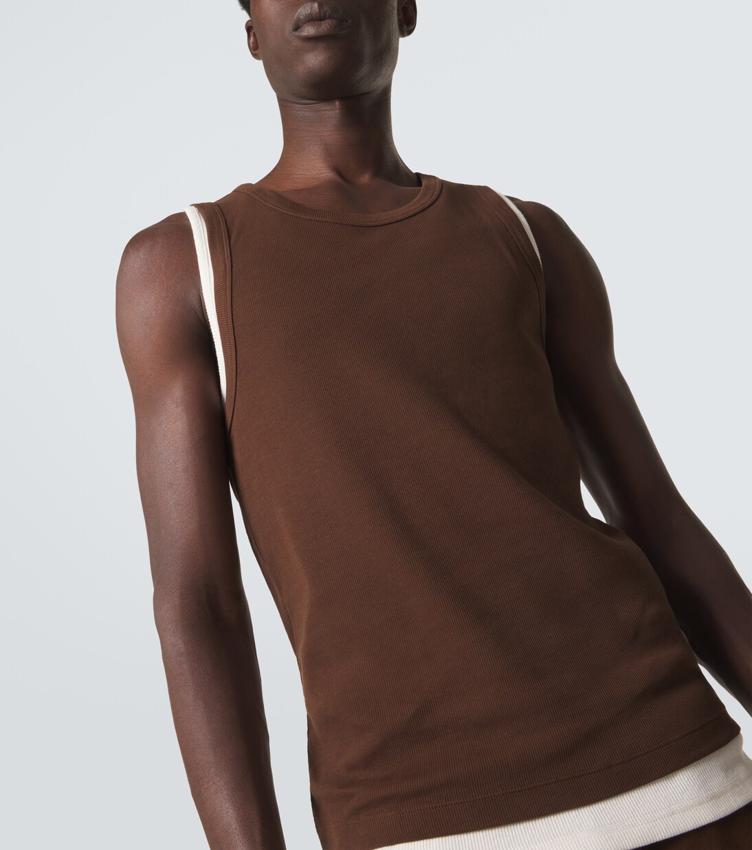 Ribbed-knit cotton-blend jersey tank top | Entire Studios