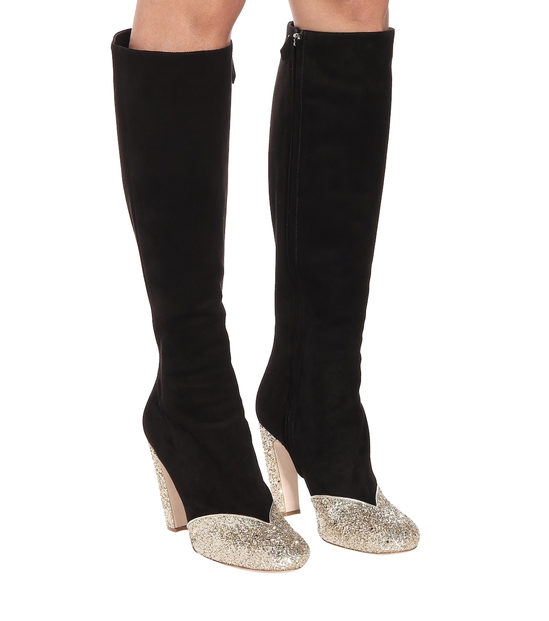 Stivali in suede con glitter | Miu Miu