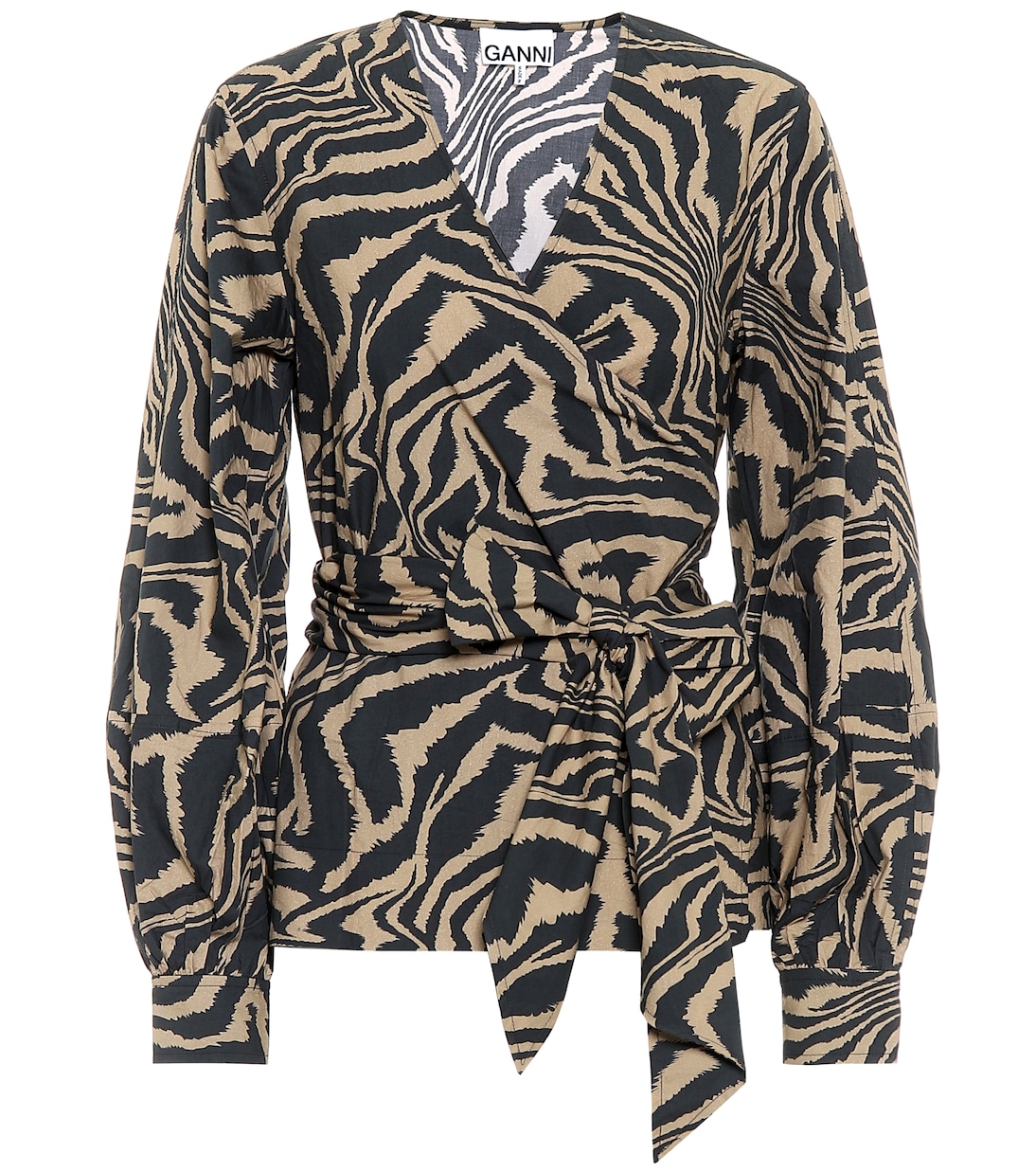 Zebra-print cotton-poplin top | Ganni
