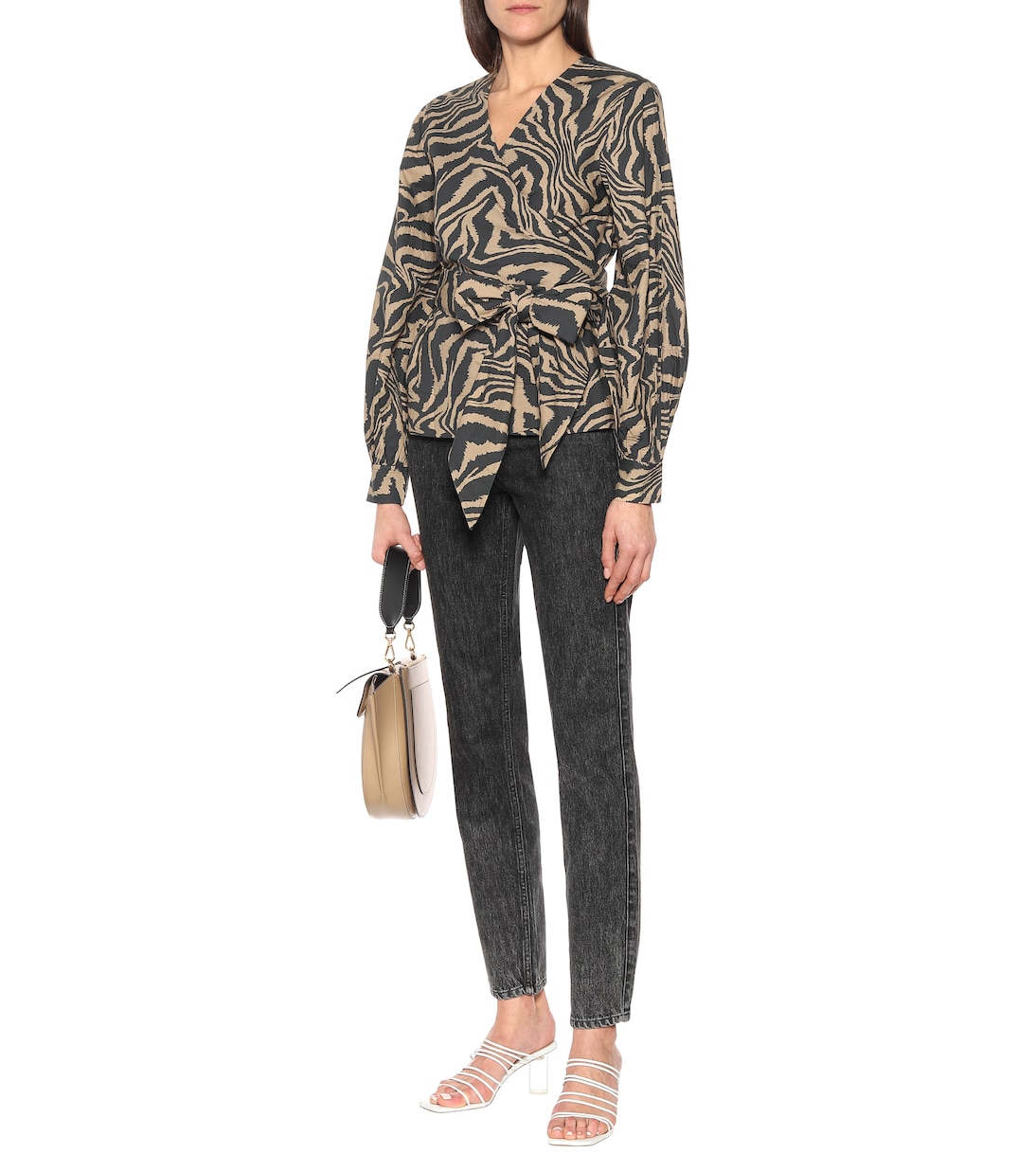 Zebra-print cotton-poplin top | Ganni