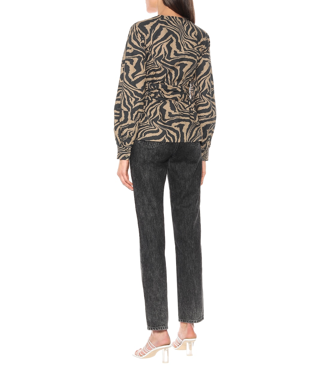 Zebra-print cotton-poplin top | Ganni