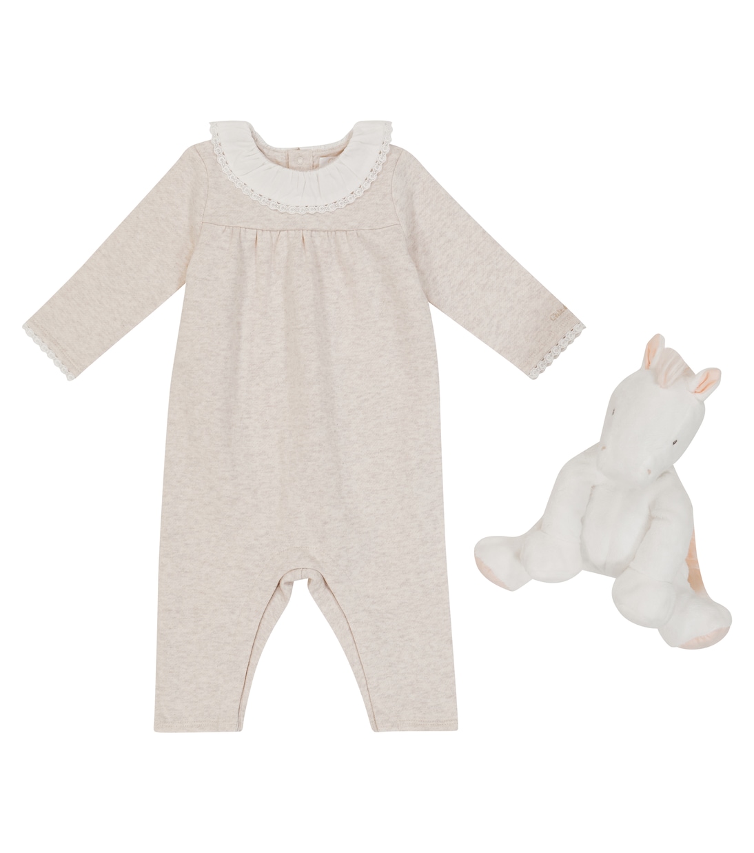 Baby lace-trimmed cotton jersey onesie | Chloé Kids