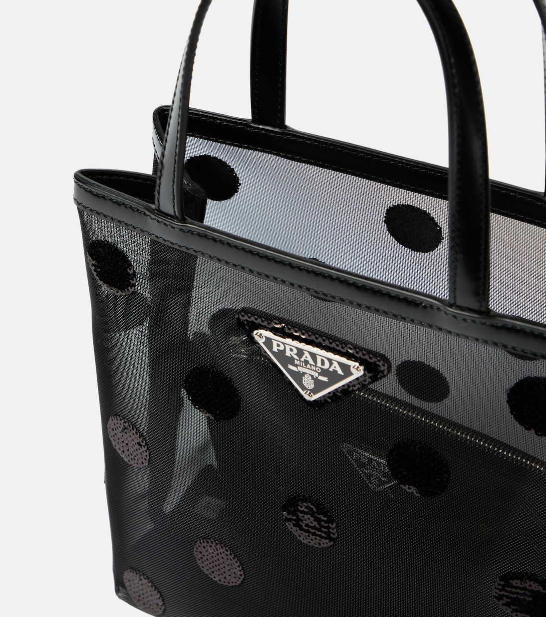 Verzierte Tote Small aus Mesh und Leder | Prada