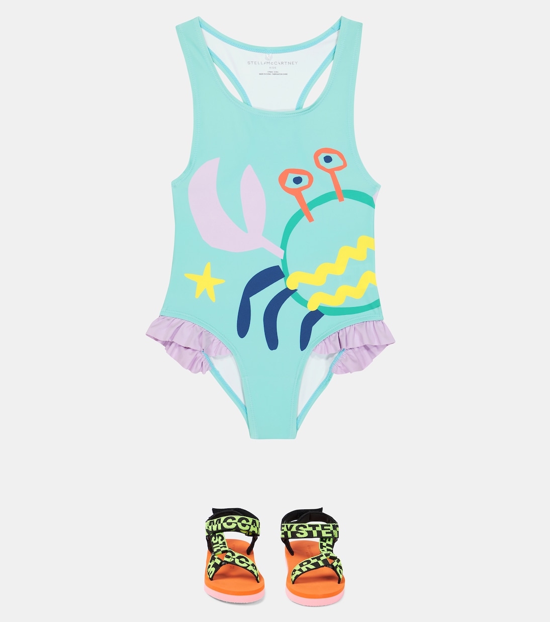 Ruffle trimmed printed swimsuit | Stella McCartney Kids