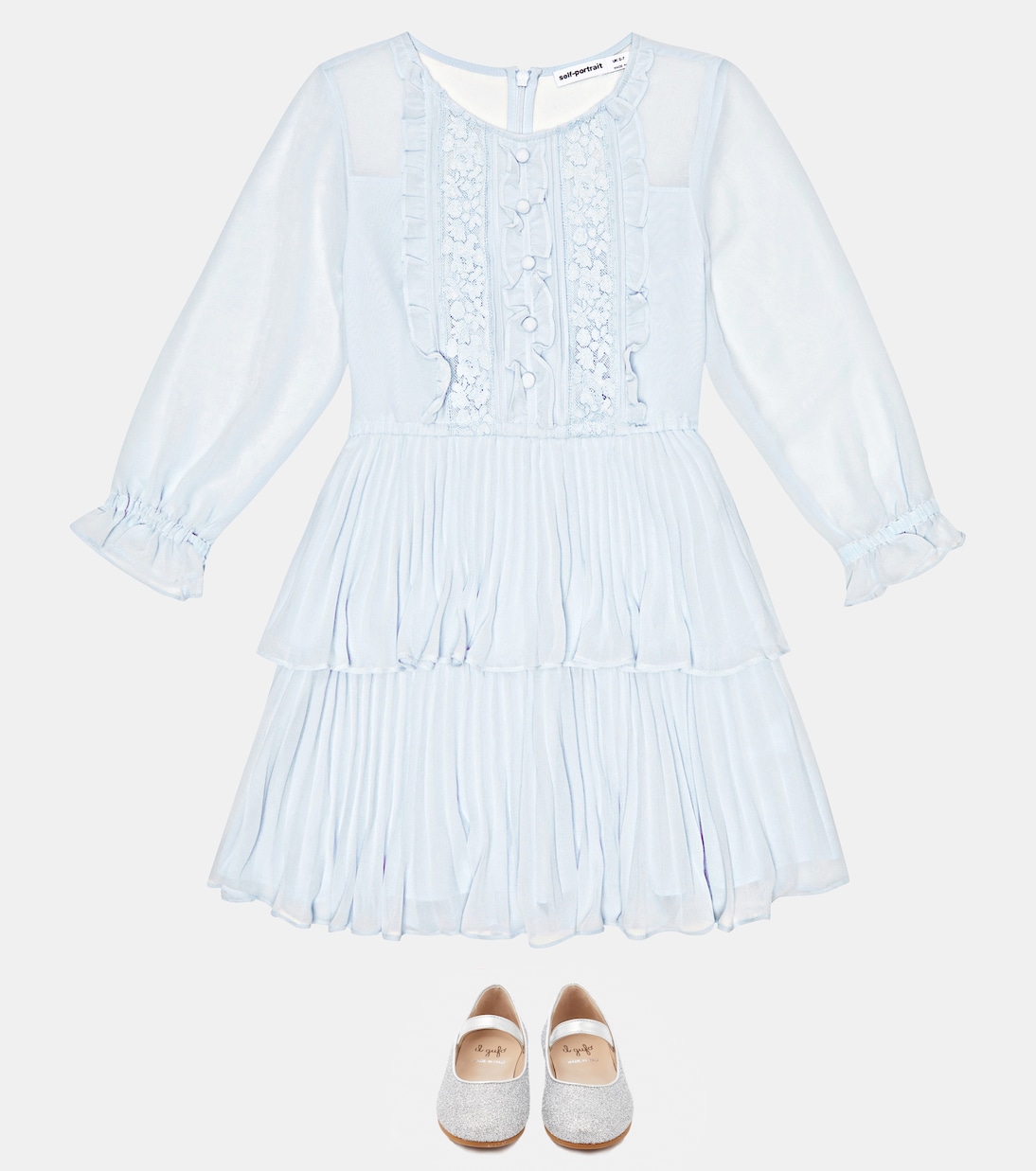 Abito in chiffon con ruches | Self-Portrait Kids