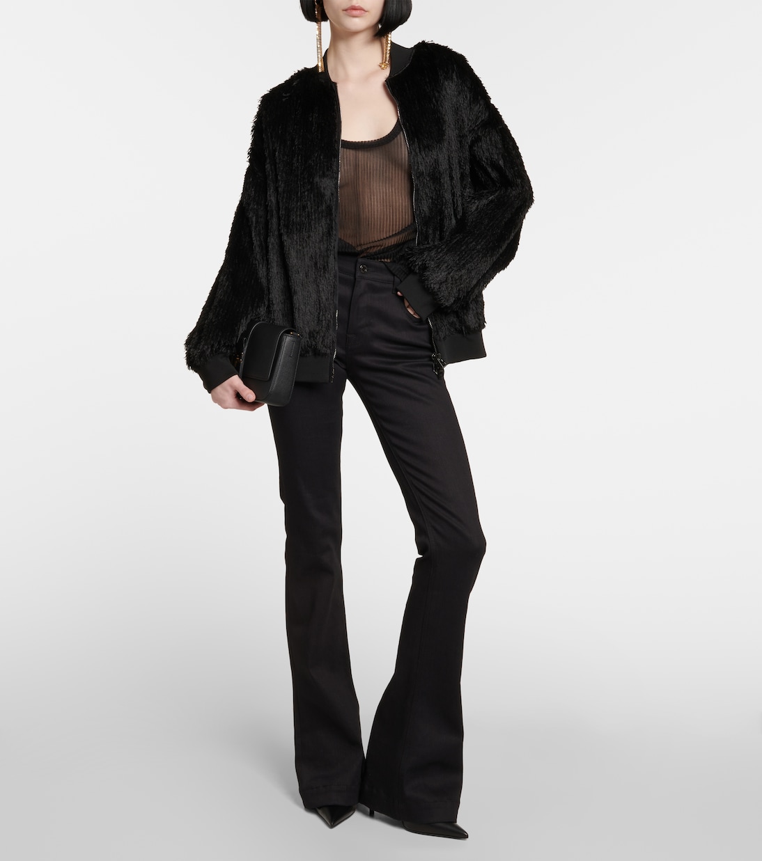 Semi sheer black top deals