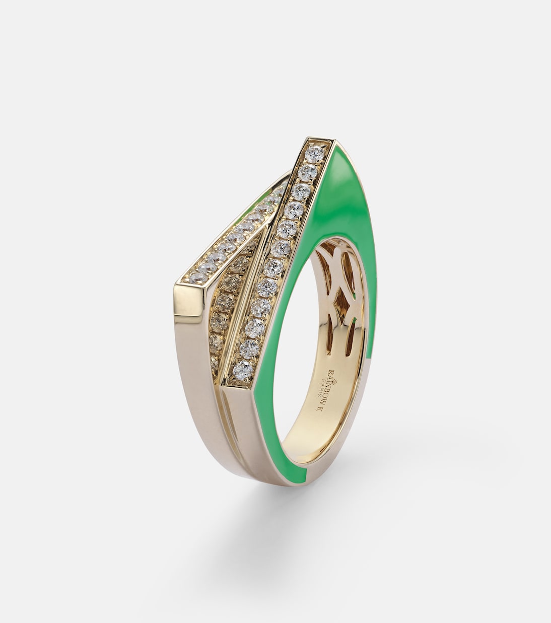 Bague Handcuff en or 14 ct, émail et diamants | Rainbow K